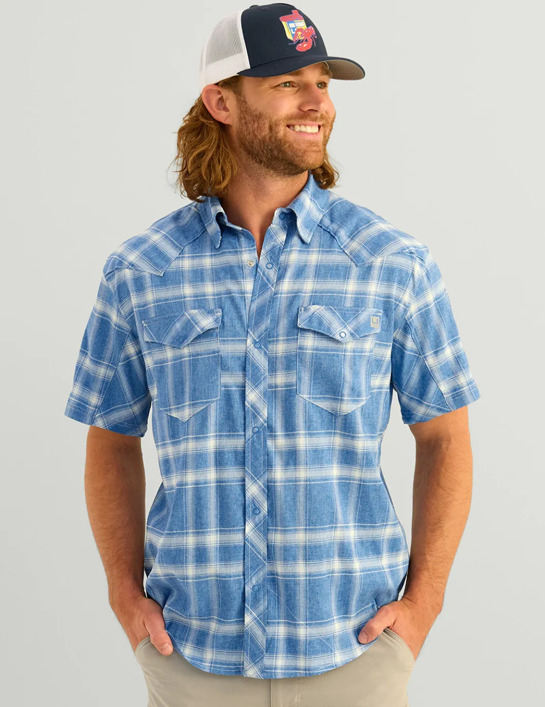 Diamond Back Plaid Short Sleeve Button-Down