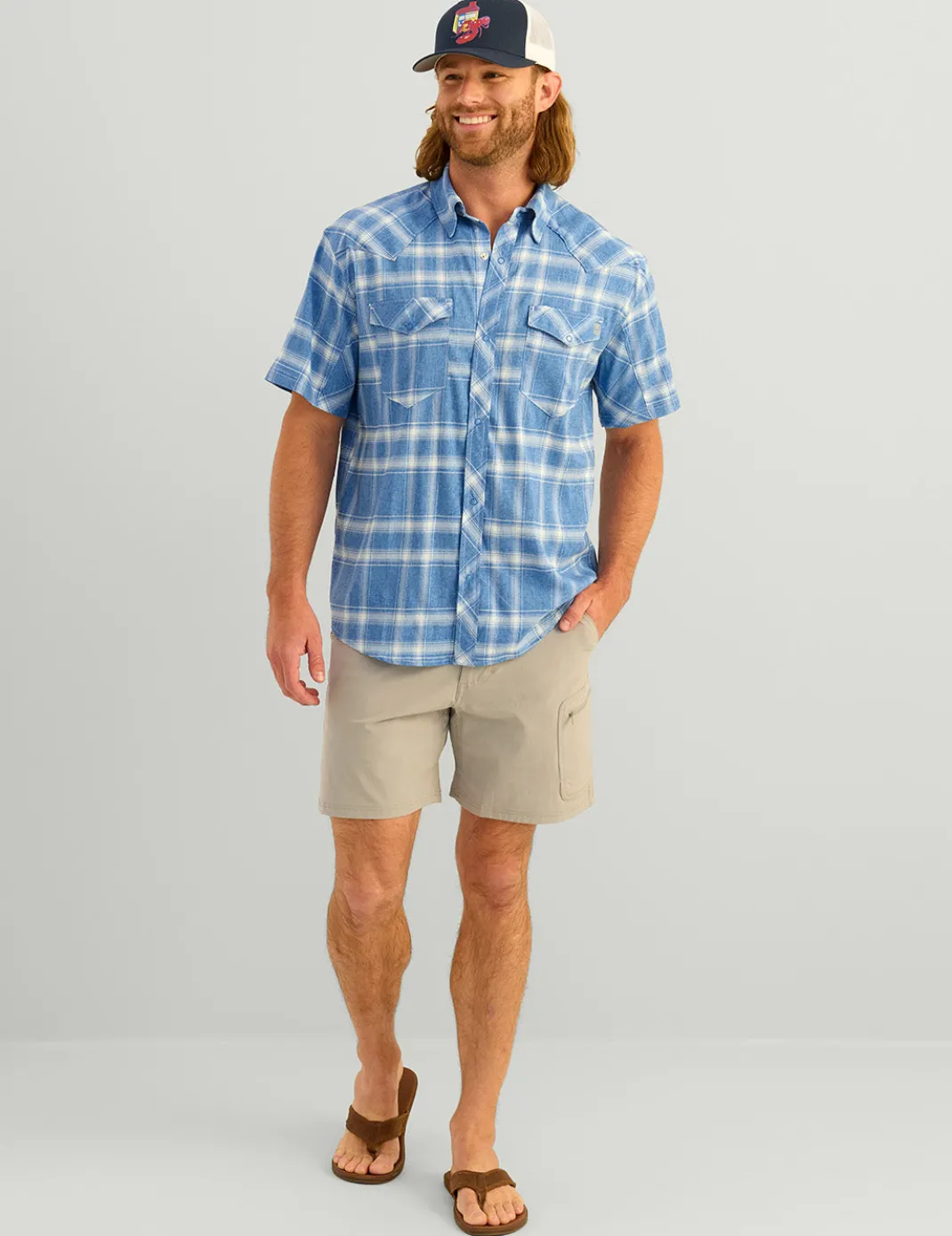 Diamond Back Plaid Short Sleeve Button-Down